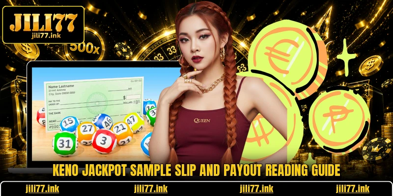 Keno Jackpot sample slip and payout reading guide