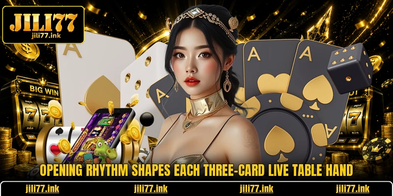 Opening rhythm shapes each three-card live table hand