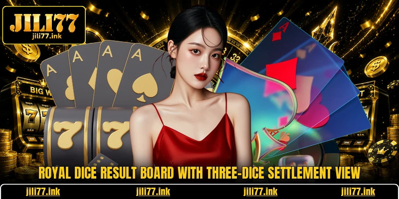 Royal Dice result board with three-dice settlement view