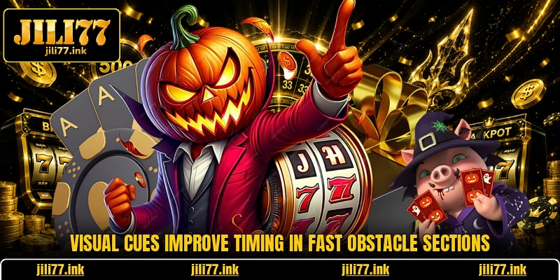 Visual cues improve timing in fast obstacle sections